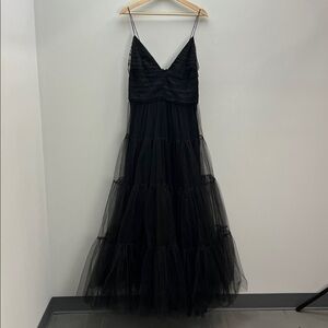 J. Crew Collection Strappy Tulle Gown Black Maxi Dress Womens 14 CF840